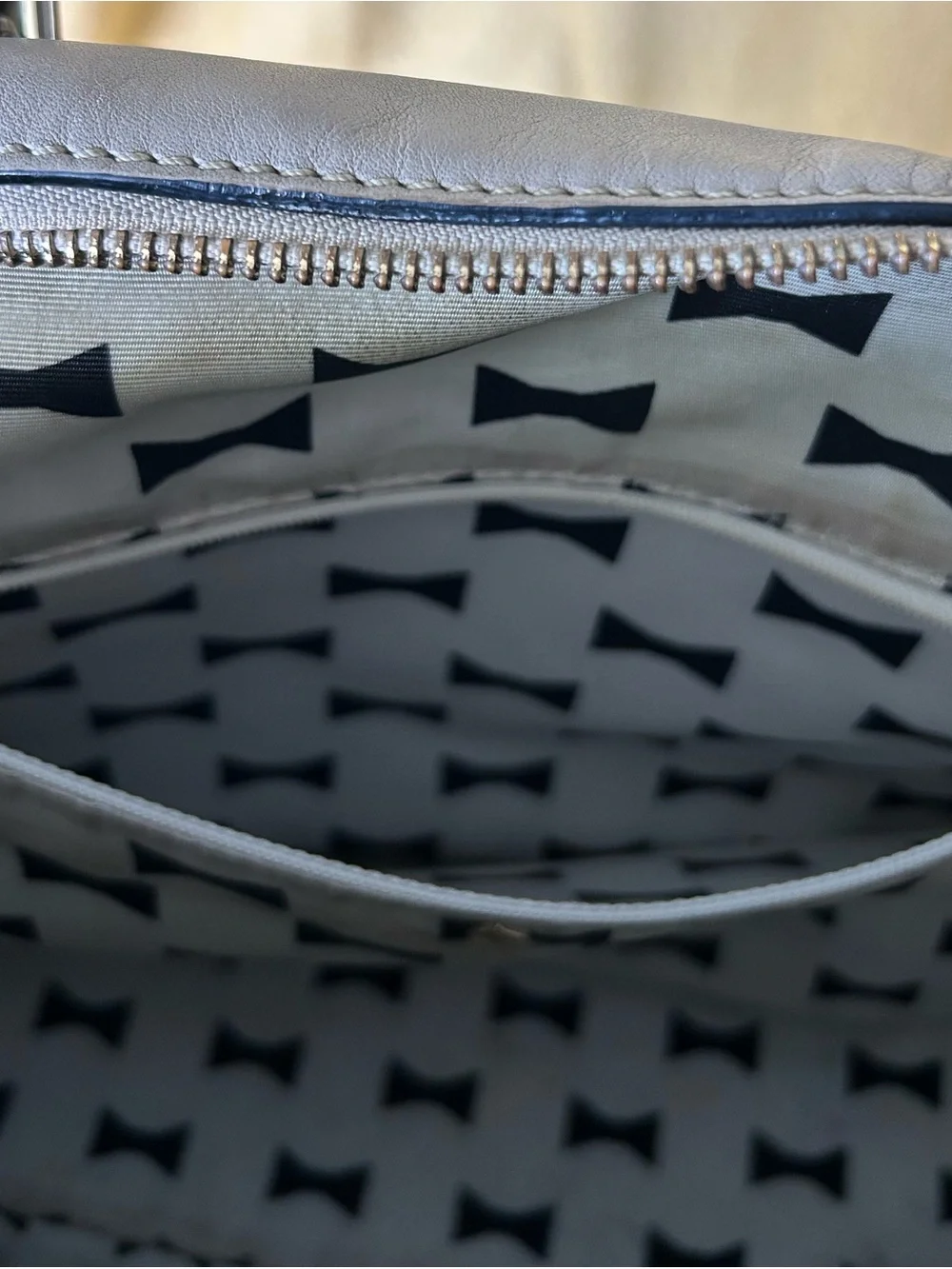 kate spade Taupe Satchel with Black Handles and Gold Hardware